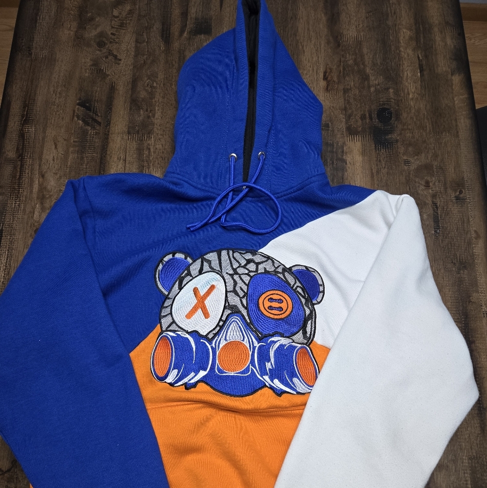 Retro Label Stitched Gas Mask Bear Mens Hoodie Size XL